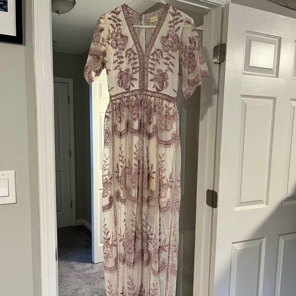 White / Purple Floral Maxi